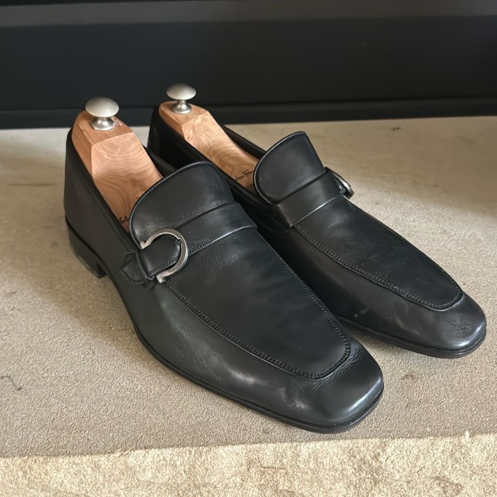 Salvatore Ferragamo Black Leather Loafers, gently used.